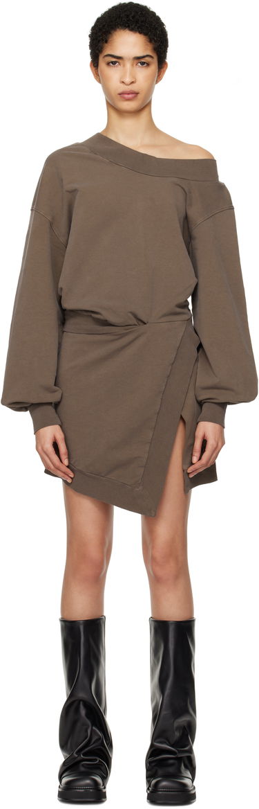 Pокля The Attico Attico Off-Shoulder Draped Sweater Mini Dress Кафяво | 250WCA00397 JJF006AA, 0