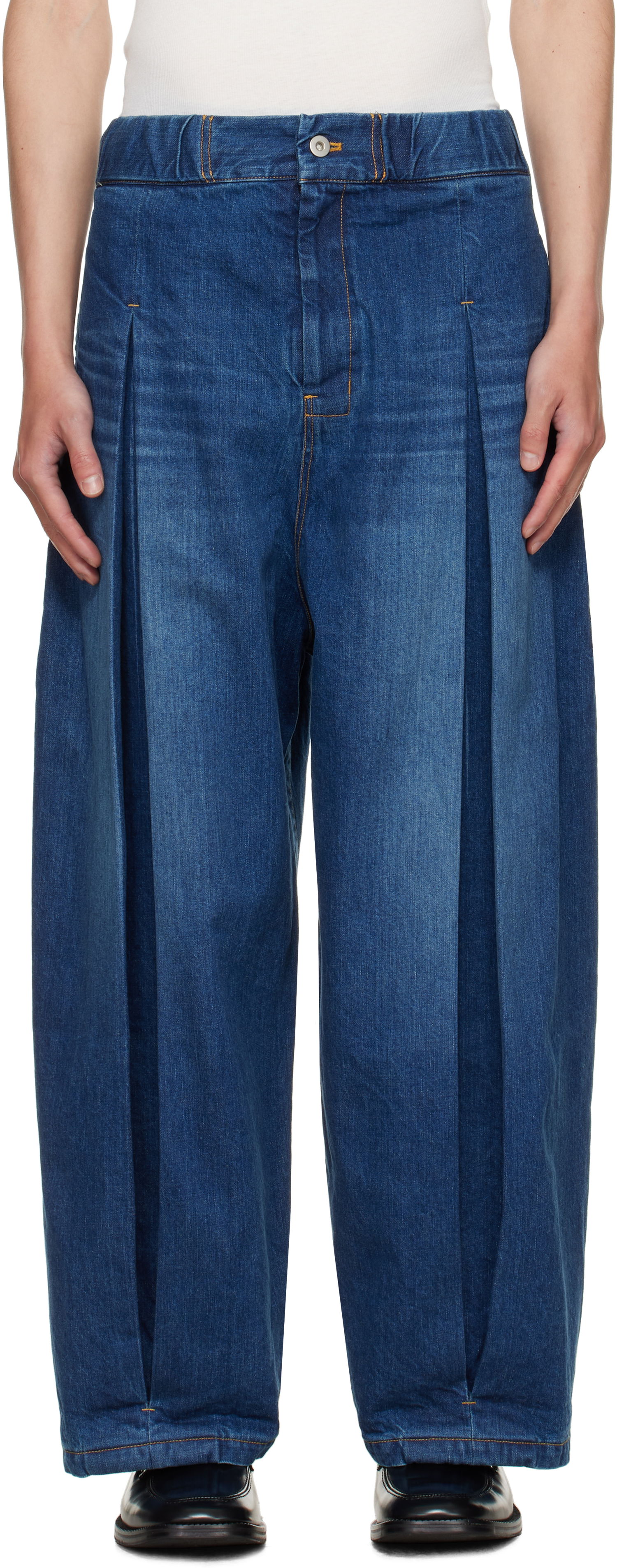 Дънки sage NATION SAGE NATION Box Pleat Jeans Синьо | S074 BOX PLEAT TROUSER DENIM D, 0