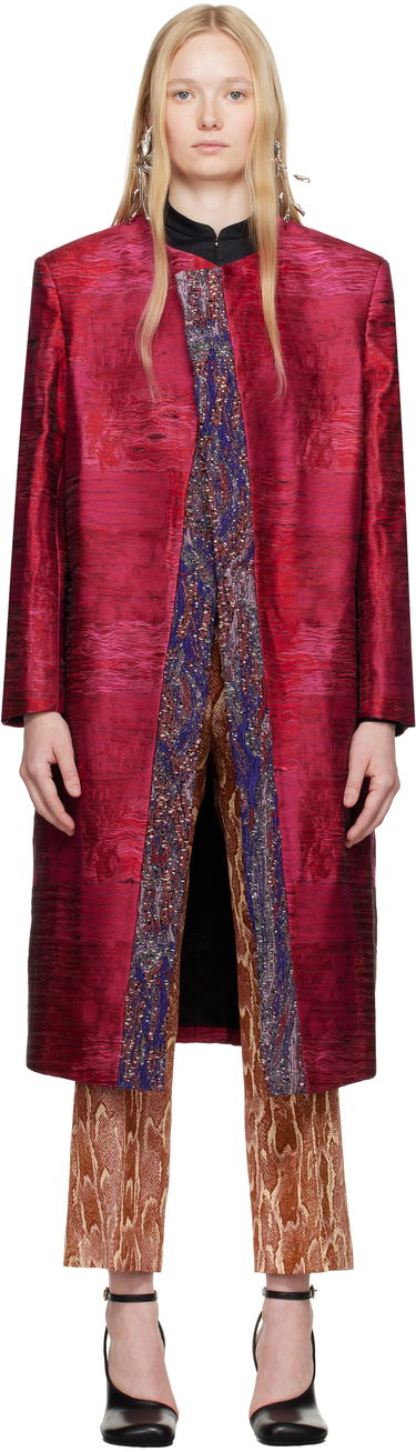 Палта Dries Van Noten Dries Van Noten Jacquard Panel Coat Червено | 251-010222-1544, 0