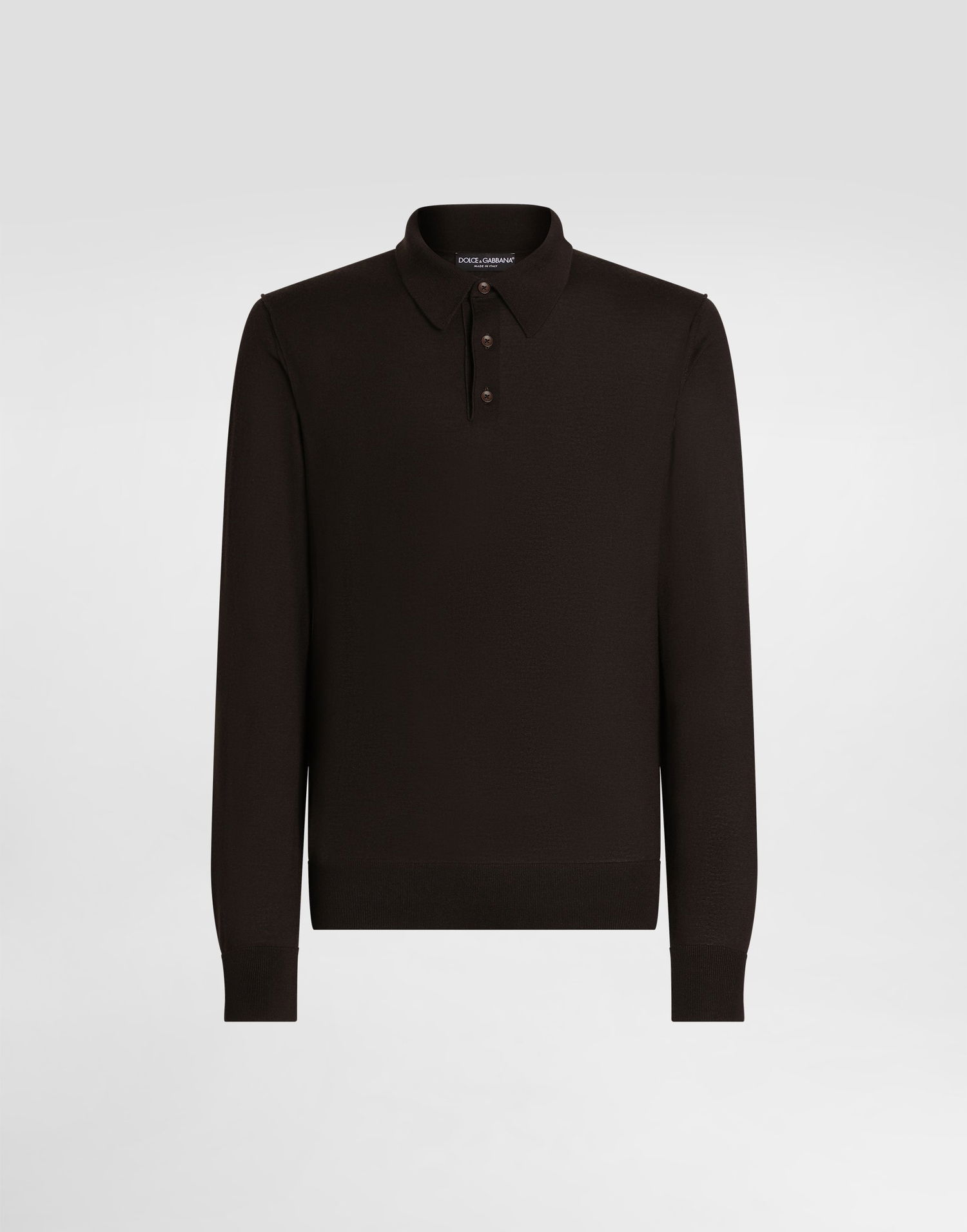 Поло тениска Dolce & Gabbana Dolce & Gabbana Fine-Gauge Cashmere Long Sleeve Polo Shirt Кафяво | GXZ25TJBW05M0682, 0