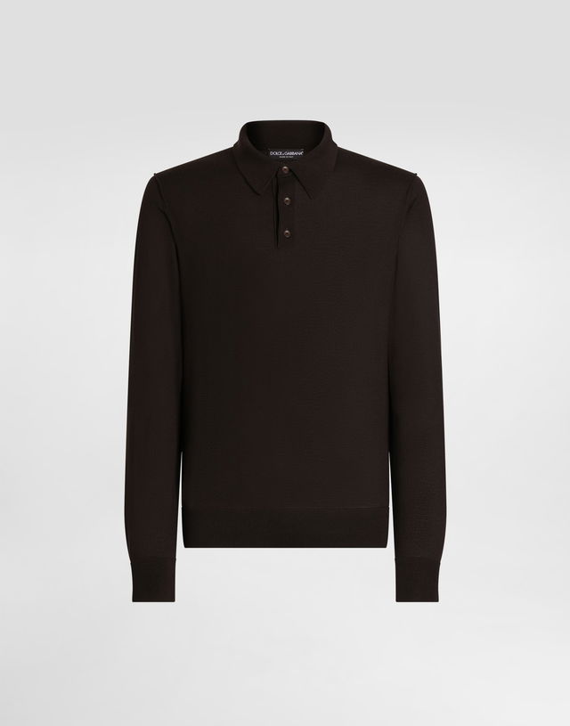 Dolce & Gabbana Fine-Gauge Cashmere Long Sleeve Polo Shirt