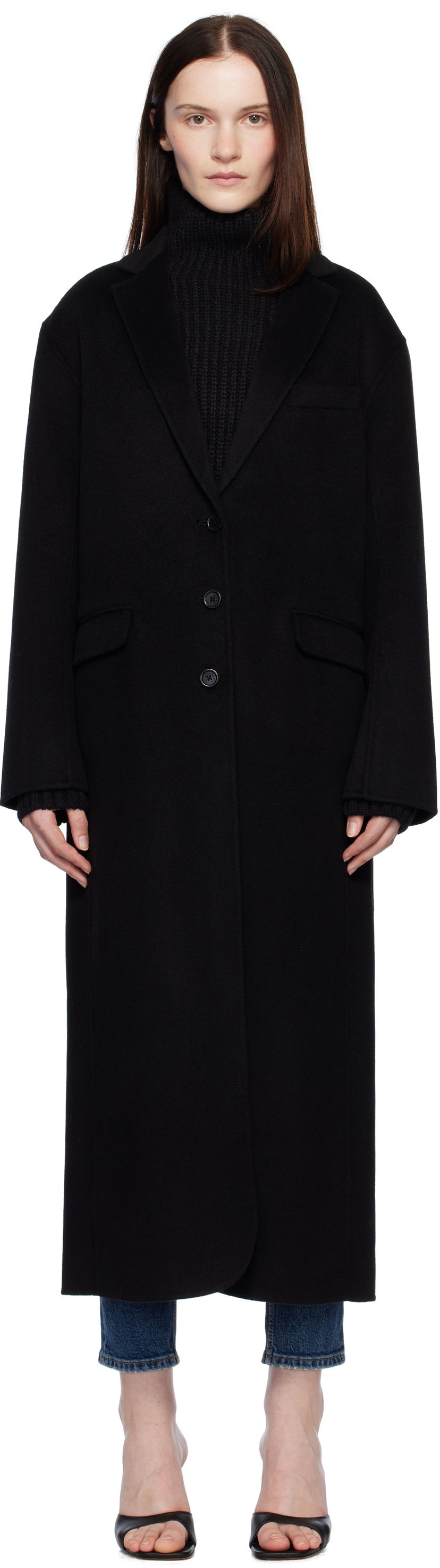 Палта Anine Bing Long Wool-Blend Overcoat Черно | A-01-4163-000