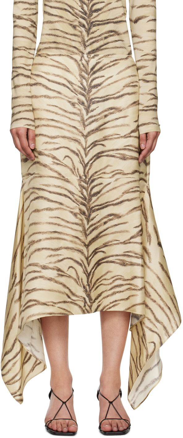 Pокля Stella McCartney Print Midi Skirt Бежово | 6301163ES210, 0