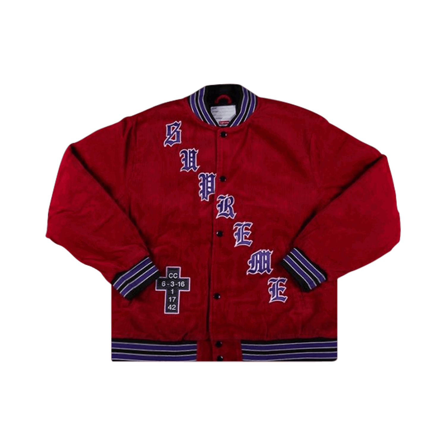 Яке Supreme Old English Corduroy Varsity Jacket Червено | SS18J25 RED, 0