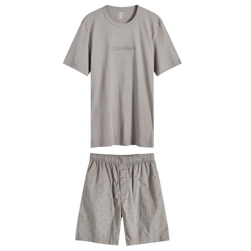 Пижама CALVIN KLEIN S/S Lounge Set Сиво | 000NM2752EQ91