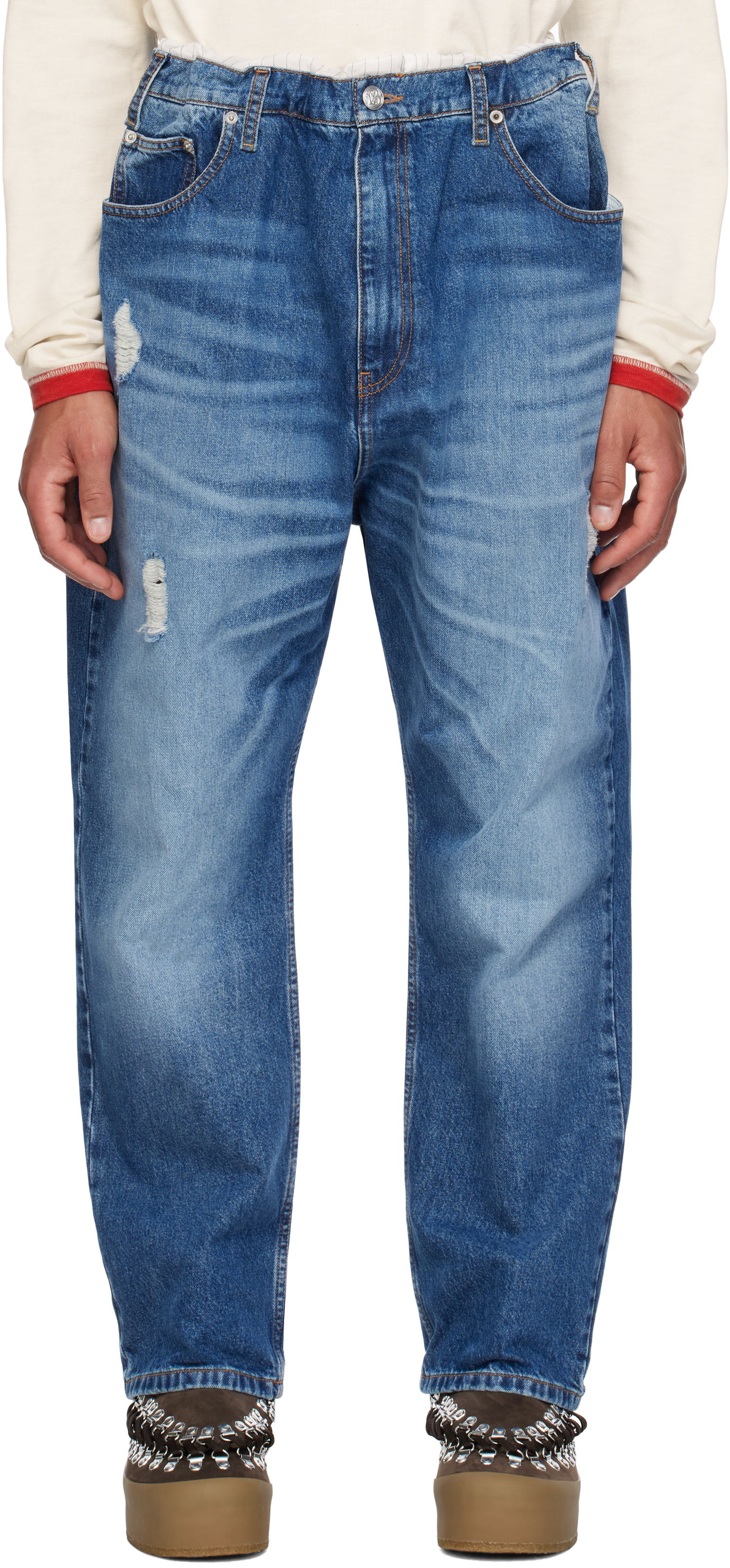 Дънки Bluemarble Trompe L'œil Distressed Jeans Синьо | PA71 DE11B24 BLU, 0