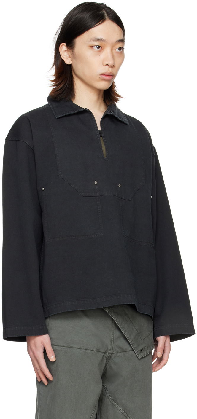 Риза Dion Lee Rivet Detail Long Sleeve Shirt Черно | C5039PS24, 1