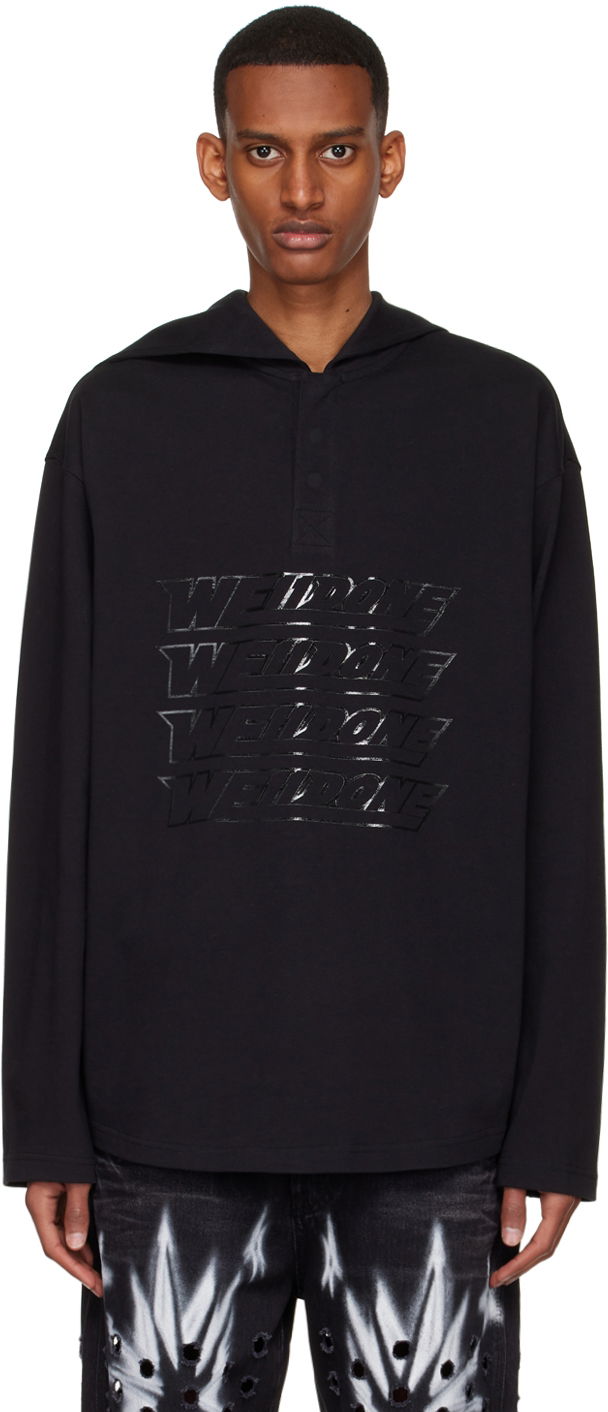 Суитчър We11done We11done Embossed-Logo Cotton Henley Черно | WD-TT1-22-554-U-BK, 0