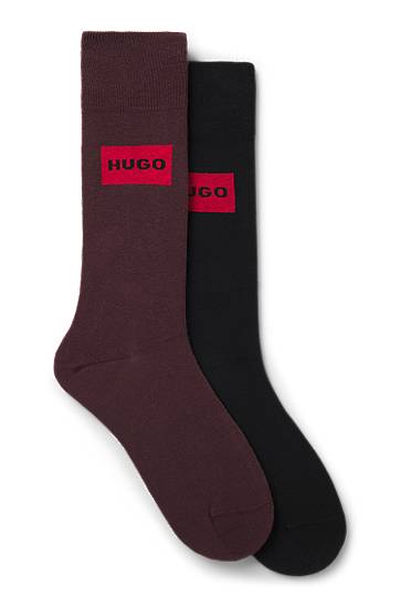 Чорапи BOSS Two-pack of regular-length socks with logo labels Бургунди | 50543167, 0