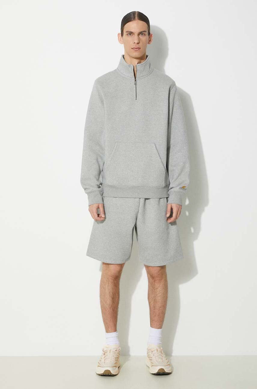 Суитчър Carhartt WIP Chase Quarter-Zip Sweatshirt with Kangaroo Pocket Сиво | I033665.00MXX, 1