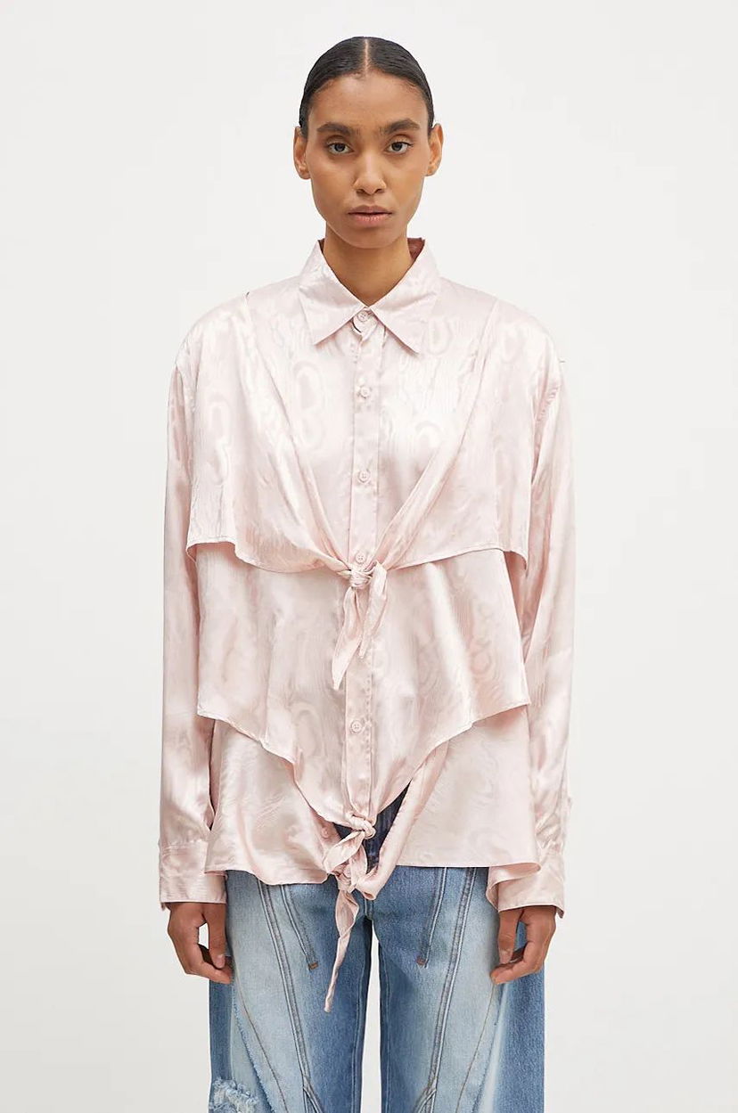 Риза Martine Rose Knotted Relaxed Shirt Розово | 436WS08106