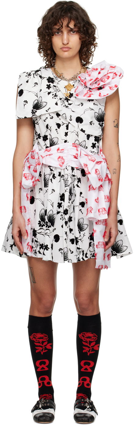 Pокля Chopova Lowena Floral Print Asymmetric Minidress Бяло | 1277, 0