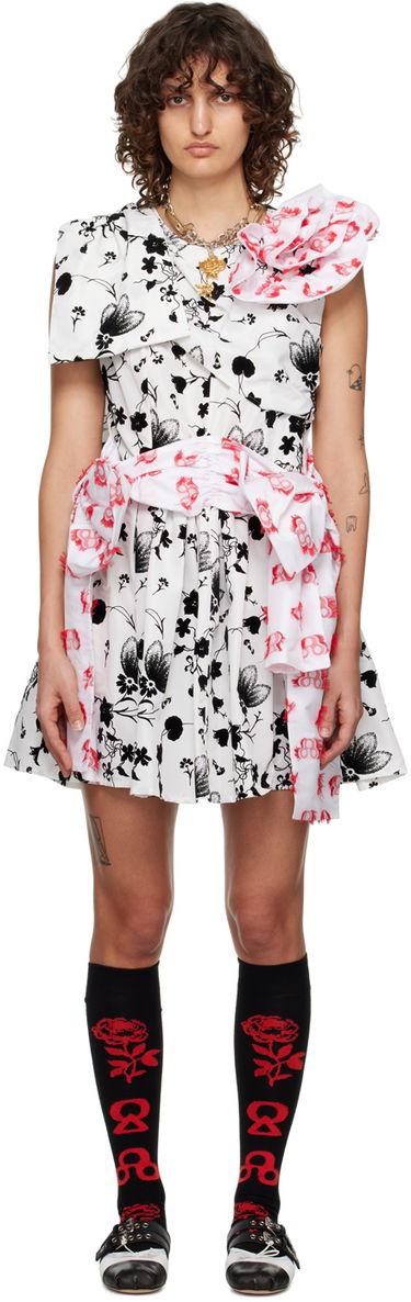 Pокля Chopova Lowena Floral Print Asymmetric Minidress Бяло | 1277, 0