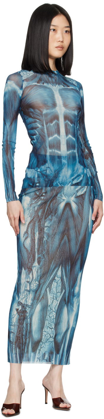 Пола Jean Paul Gaultier Gaultier 'The Écorché' Maxi Skirt Синьо | 24/30-F-JU124-T554-505601, 3
