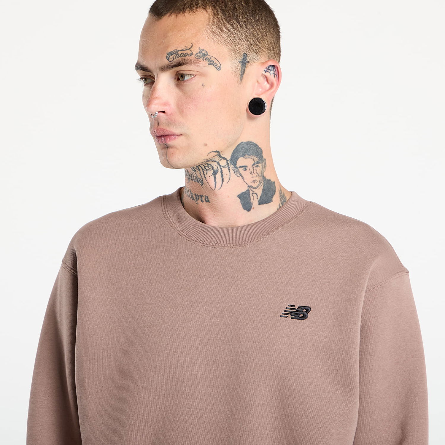 Суитчър New Balance New Balance Linear Graphic Fleece Crew Sweatshirt Кафяво | MT53529EAS, 1