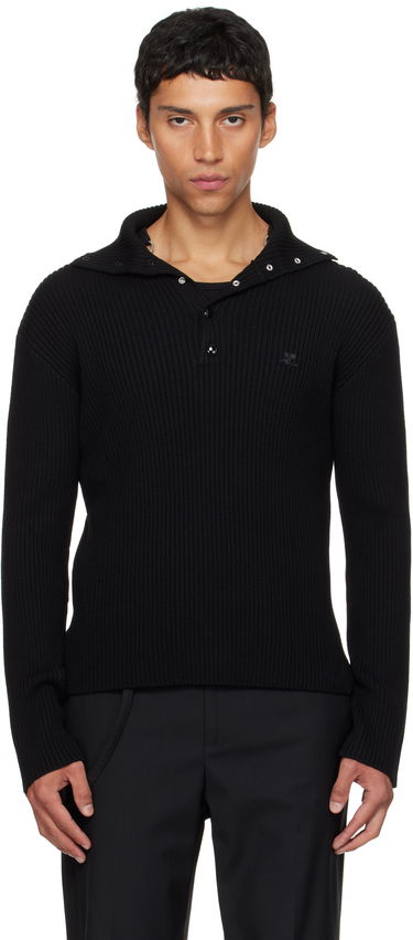 Пуловер Courrèges Courrèges Ribbed Wool Polo Черно | 325MPO050FI0036, 0
