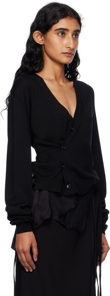 Пуловер Ann Demeulemeester Ann Demeulemeester Zofia Asymmetric Spliced Cardigan Черно | 2510-W-KN18-KN056-099, 1