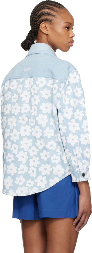Риза MSGM MSGM Floral-Print Denim Shirt Синьо | 3841MDE231 257272, 2