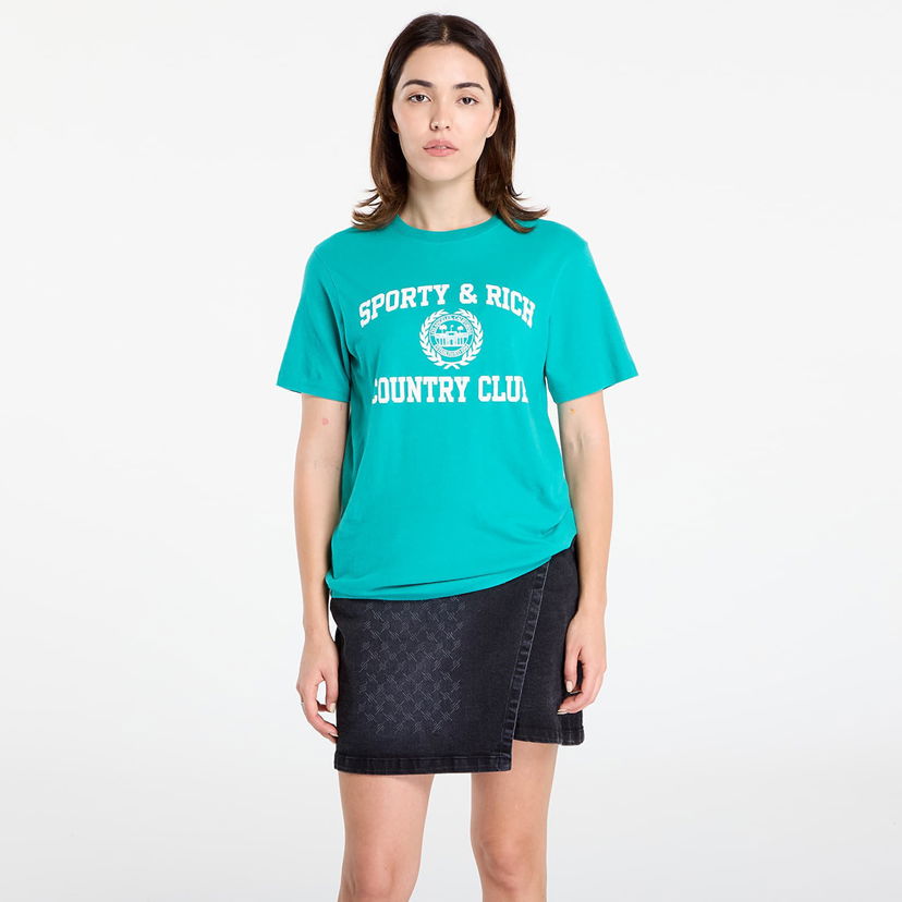 Тениска Sporty & Rich Varsity Crest Soft T-Shirt UNISEX Spring Green Зелено | TO089625218GR37