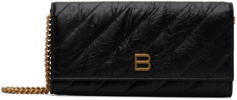 Портфейл Balenciaga Black Crush Wallet On Chain Quilted Bag Черно | 781723 210J1