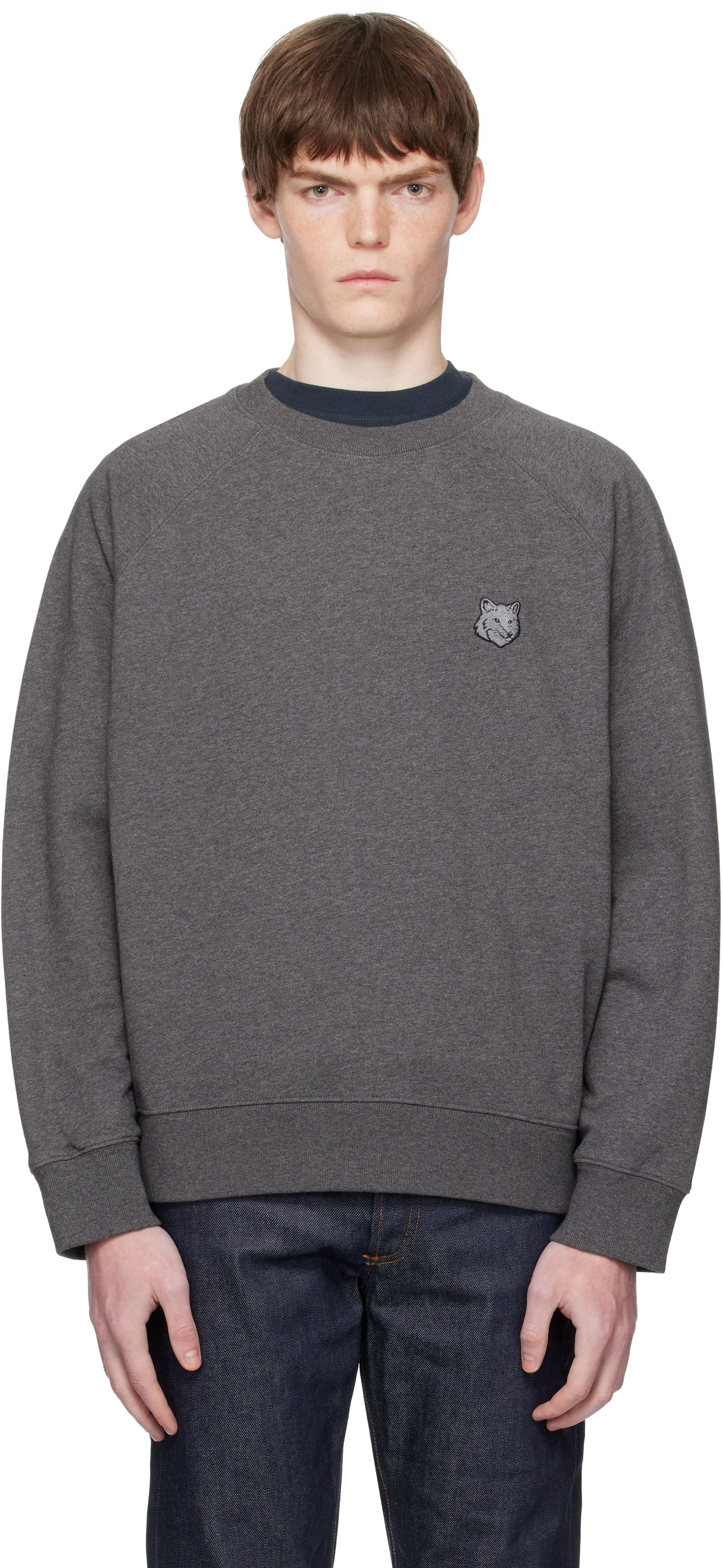 Суитчър MAISON KITSUNÉ Maison Kitsuné Fox Head Patch Oversize Sweatshirt Сиво | PM00306KM0340, 0