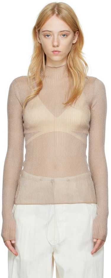 Пуловер Dion Lee Dion Lee Ribbed Long Sleeve T-Shirt Бежово | C7095P22, 0