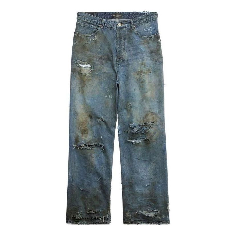Дънки Balenciaga Super Destroyed Baggy Pants Синьо | 745248TNW014012