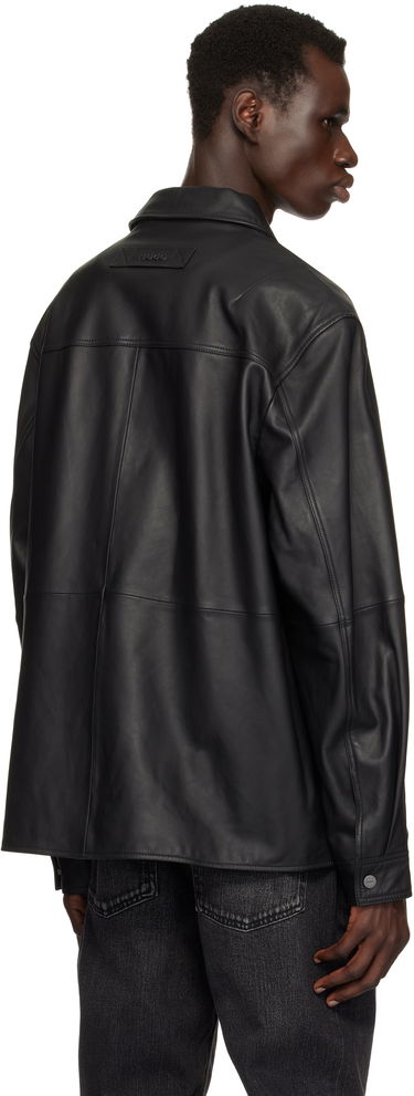 Яке BOSS HUGO Paneled Leather Jacket Черно | 50530812, 2