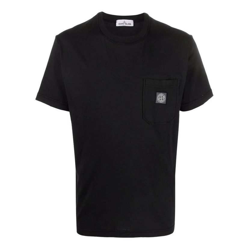 Тениска Stone Island Pocket Classic Logo Patch T-Shirt Черно | 761521957-V0029