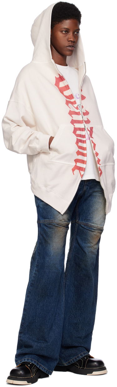 Суитчър We11done We11done Printed Zip-Up Hoodie Бежово | WD-TJ0-24-812-U-WH, 3