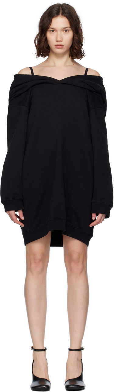 Pокля Maison Margiela MM6 Maison Margiela Off-The-Shoulder Sweatshirt Dress Черно | S52DD0074 M25014, 0
