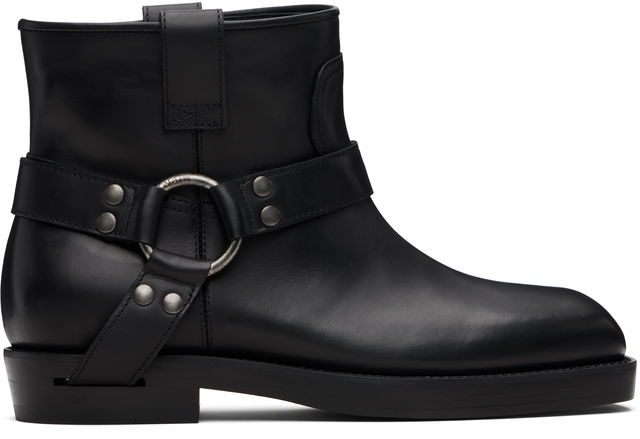 Balmain Calfskin Leather Biker Ankle Boots