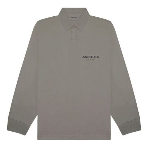 Поло тениска Fear of God Essentials Long Sleeve Polo Shirt Сиво | FOG-FW20-360