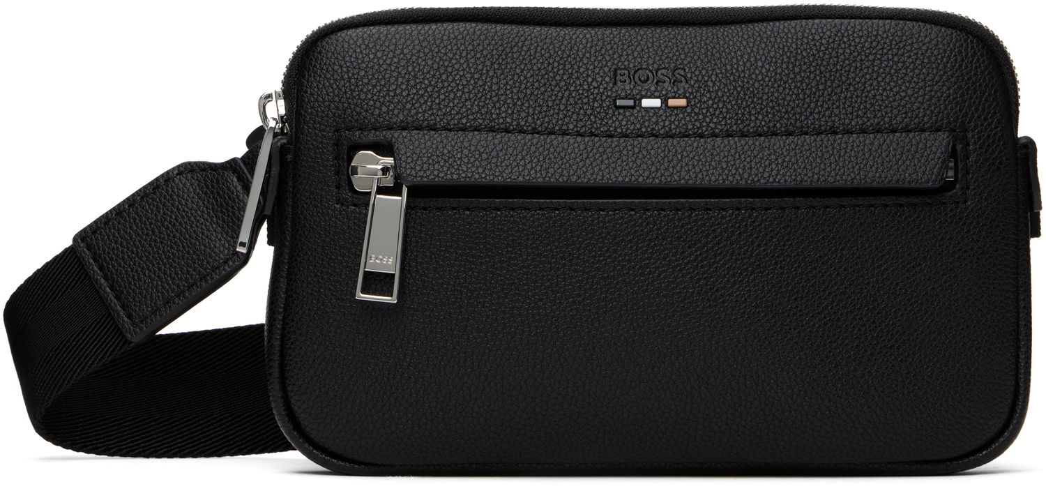 Чанта през рамо BOSS Pebble-Grained Faux-Leather Bag Черно | 50548031, 0