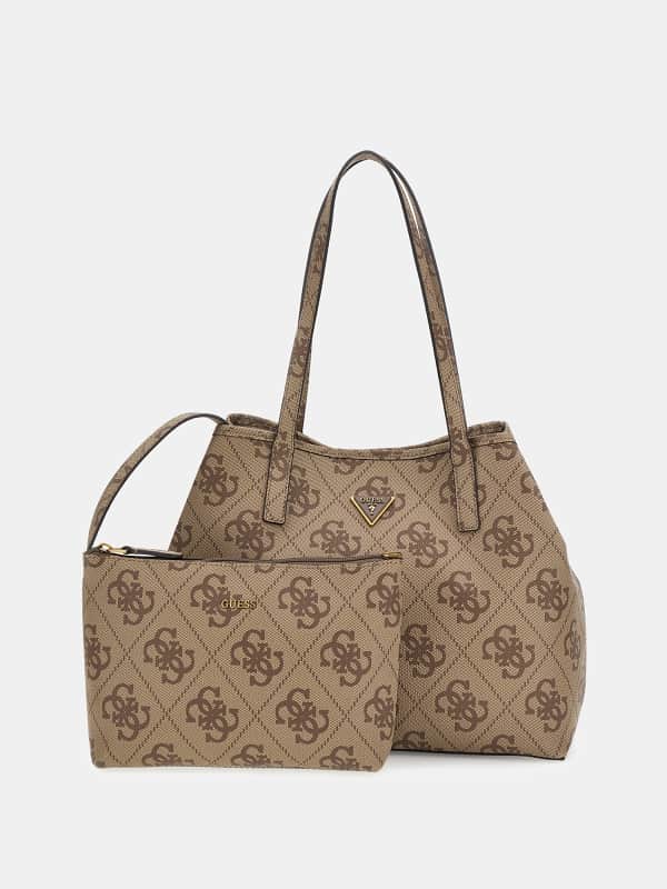 Голяма пазарска чанта GUESS Vikky 4G Logo Shopper Бежово | HWOB6995280, 0