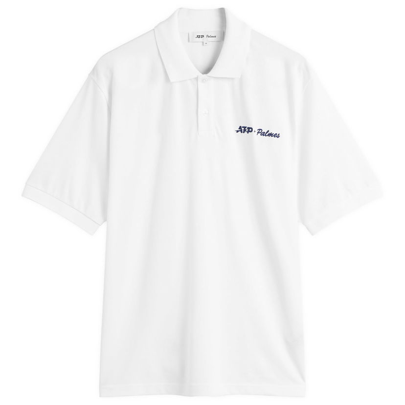 Поло тениска Palmes A.T.P. + Palmes Pique Polo Shirt, Size Small Бяло | P10-0076-001