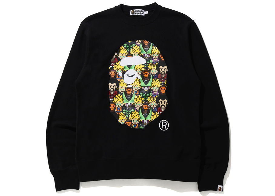 Пуловер BAPE Dragon x Ball Z Baby Milo Big Ape Head Crewneck Черно | 002SWG231914XBLK, 0