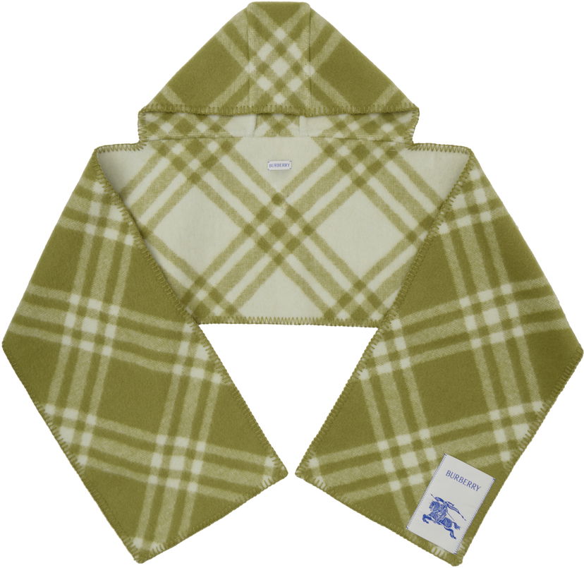 Шал Burberry Check Hooded Scarf Зелено | 8101359