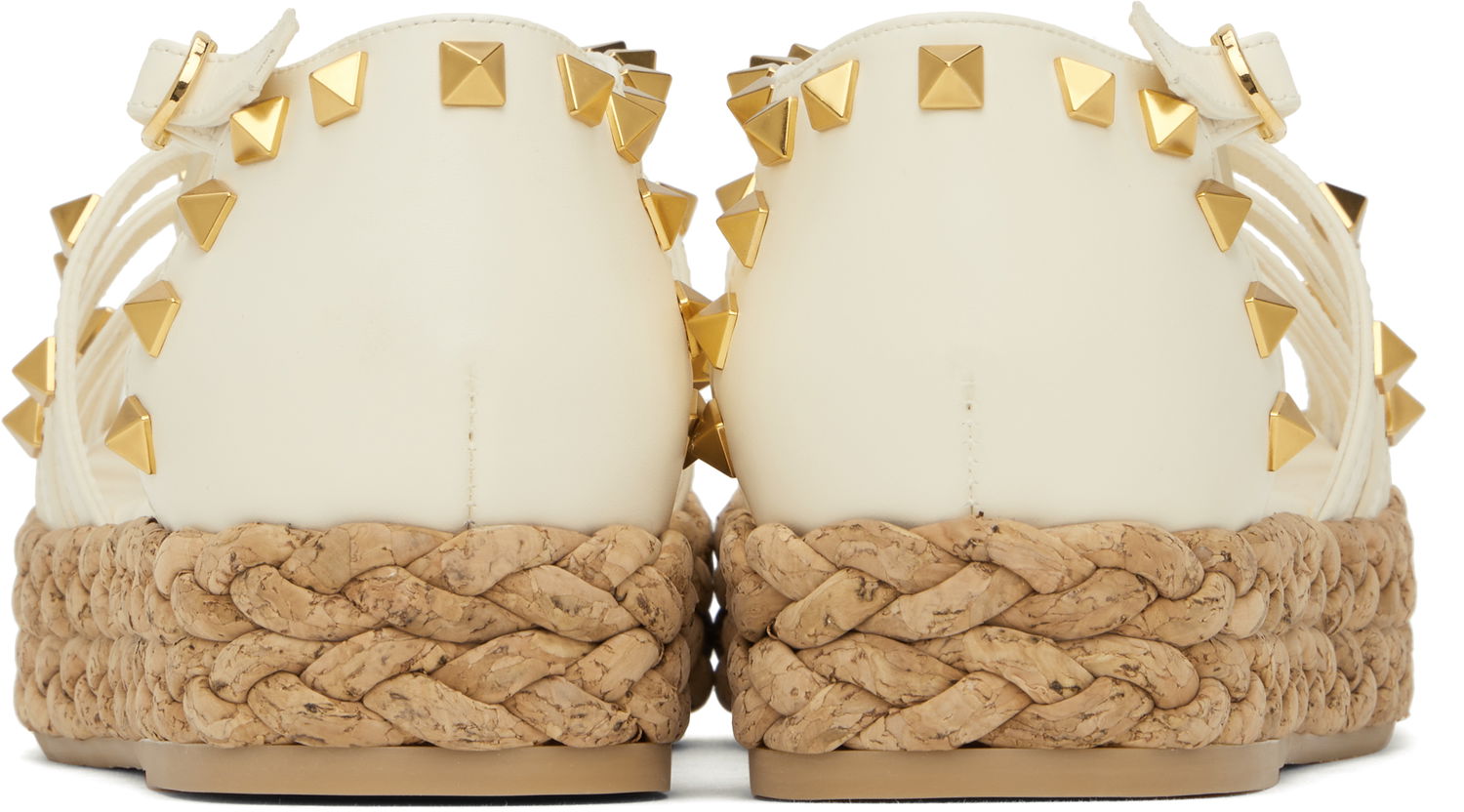 Кецове и обувки Valentino Valentino Garavani Rockstud Cork Wedge Sandals Бяло | 6W2S0LP9CYP, 1