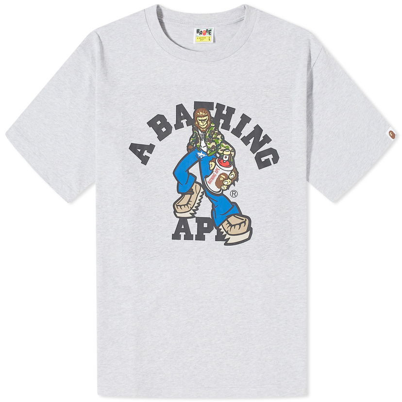 Тениска BAPE A Bathing Ape Graffiti Character College T-Shirt Сиво | 001TEK301331M-GRY