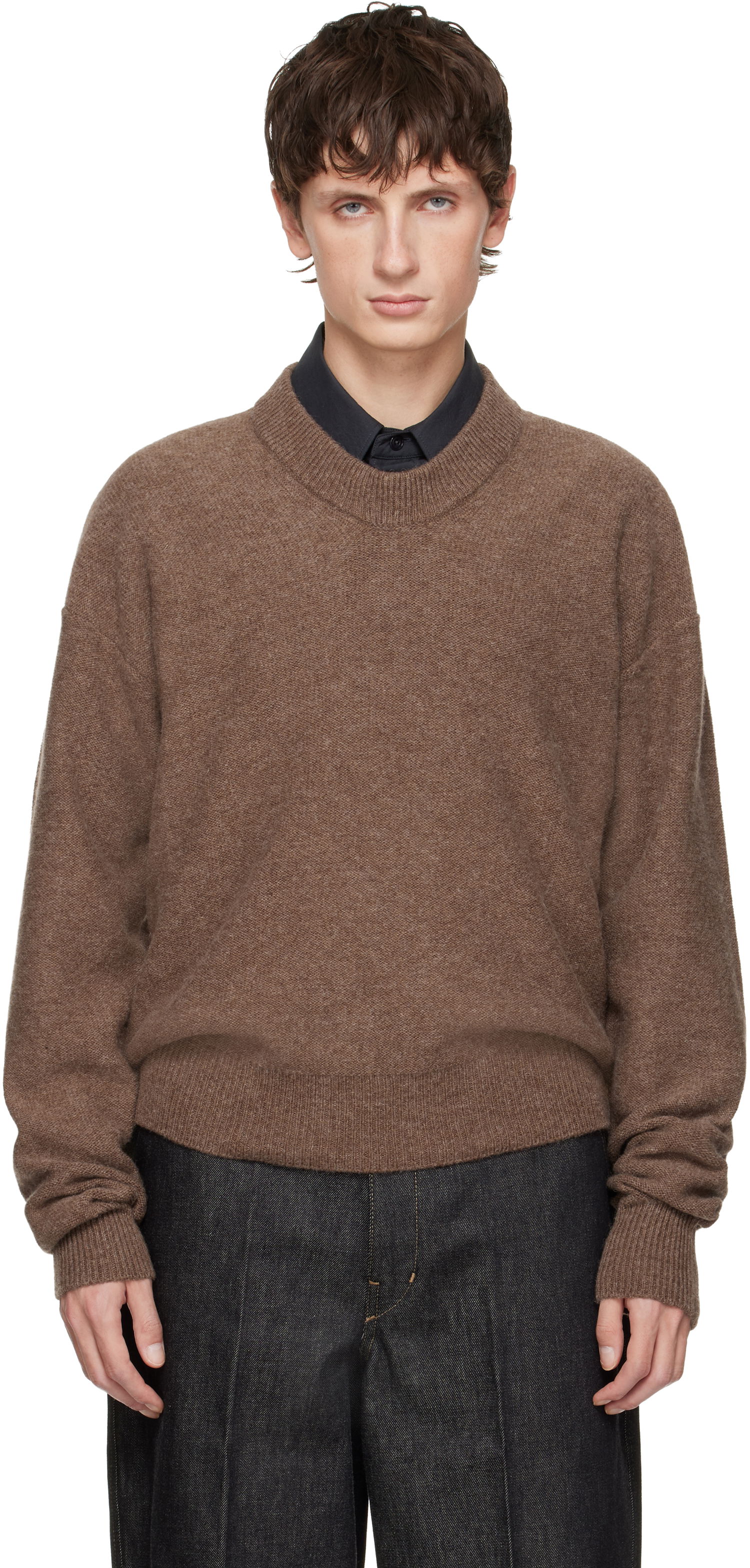 Пуловер LEMAIRE Boxy Crewneck Sweater Кафяво | TO1417 LK107, 0