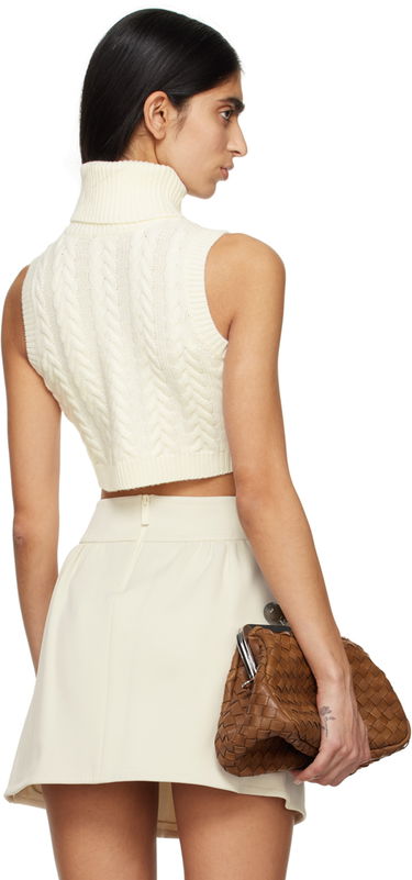 Пуловер Max Mara Max Mara Cable Knit Sleeveless Turtleneck Бяло | 2411361121600, 2