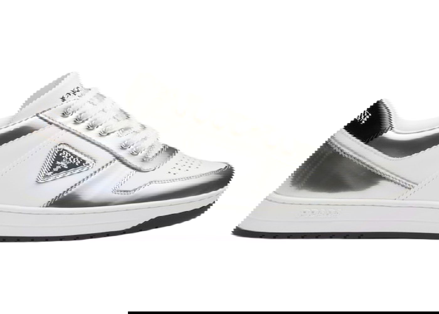 Кецове и обувки Prada Downtown Low Top Sneakers Leather White Silver Зелено | 2EE364_3LL2_F0J36, 0