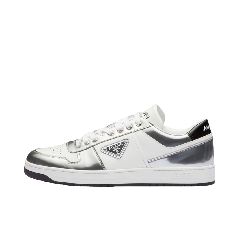 Кецове и обувки Prada Downtown Low Top Sneakers Leather White Silver Зелено | 2EE364_3LL2_F0J36