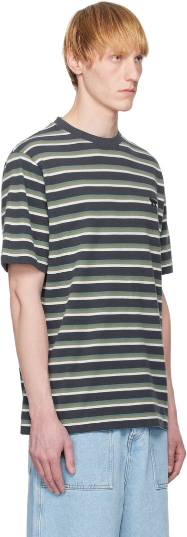 Тениска MAISON KITSUNÉ Kitsuné Profile Fox Patch Striped T-Shirt Сиво | OM00103KJ7010, 1