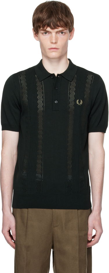 Поло тениска Fred Perry Fred Perry Pointelle Panel Knitted Polo Зелено | K9750, 0