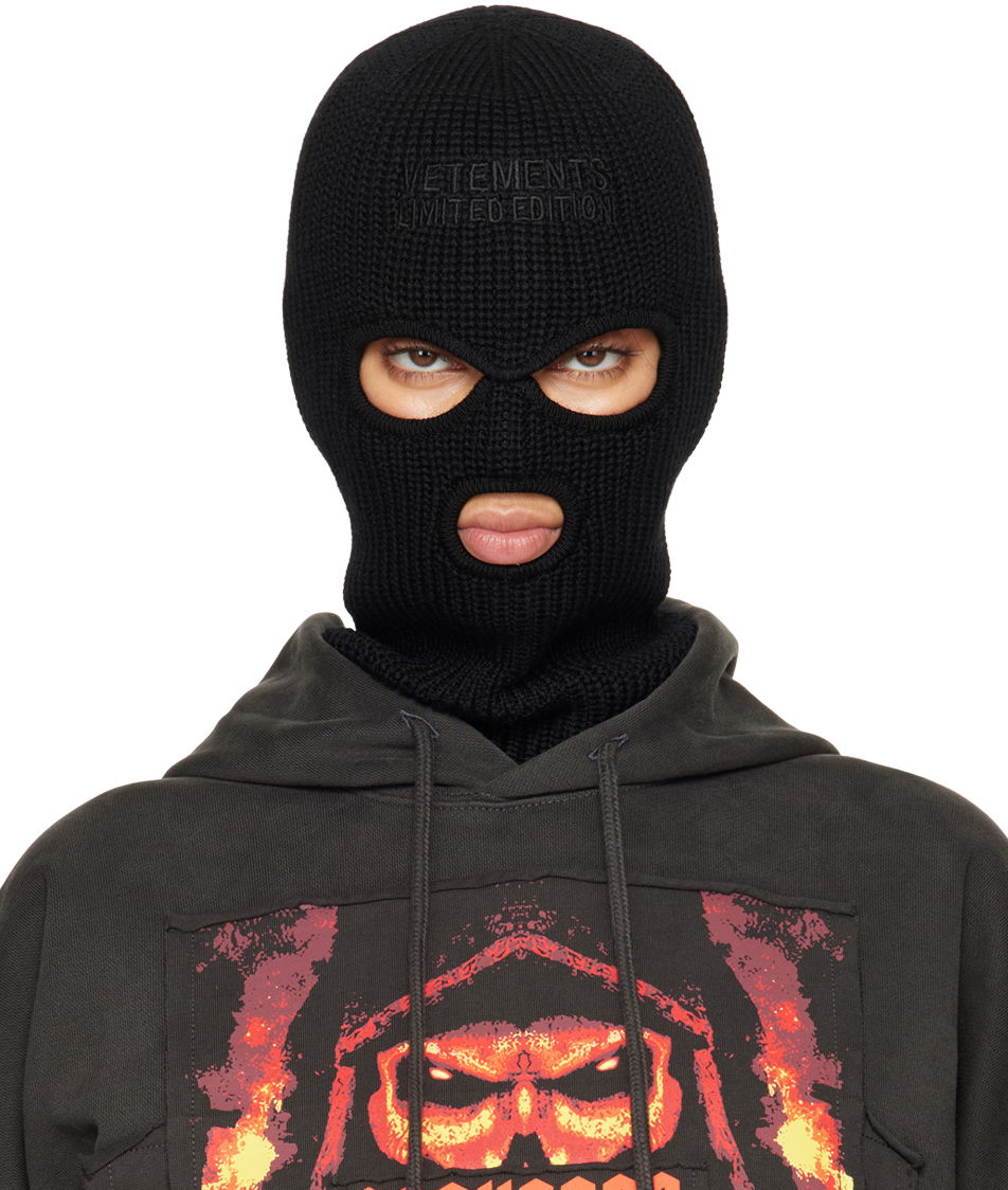 Облекло VETEMENTS Black Logo Balaclava Черно | UA65MA100B, 0