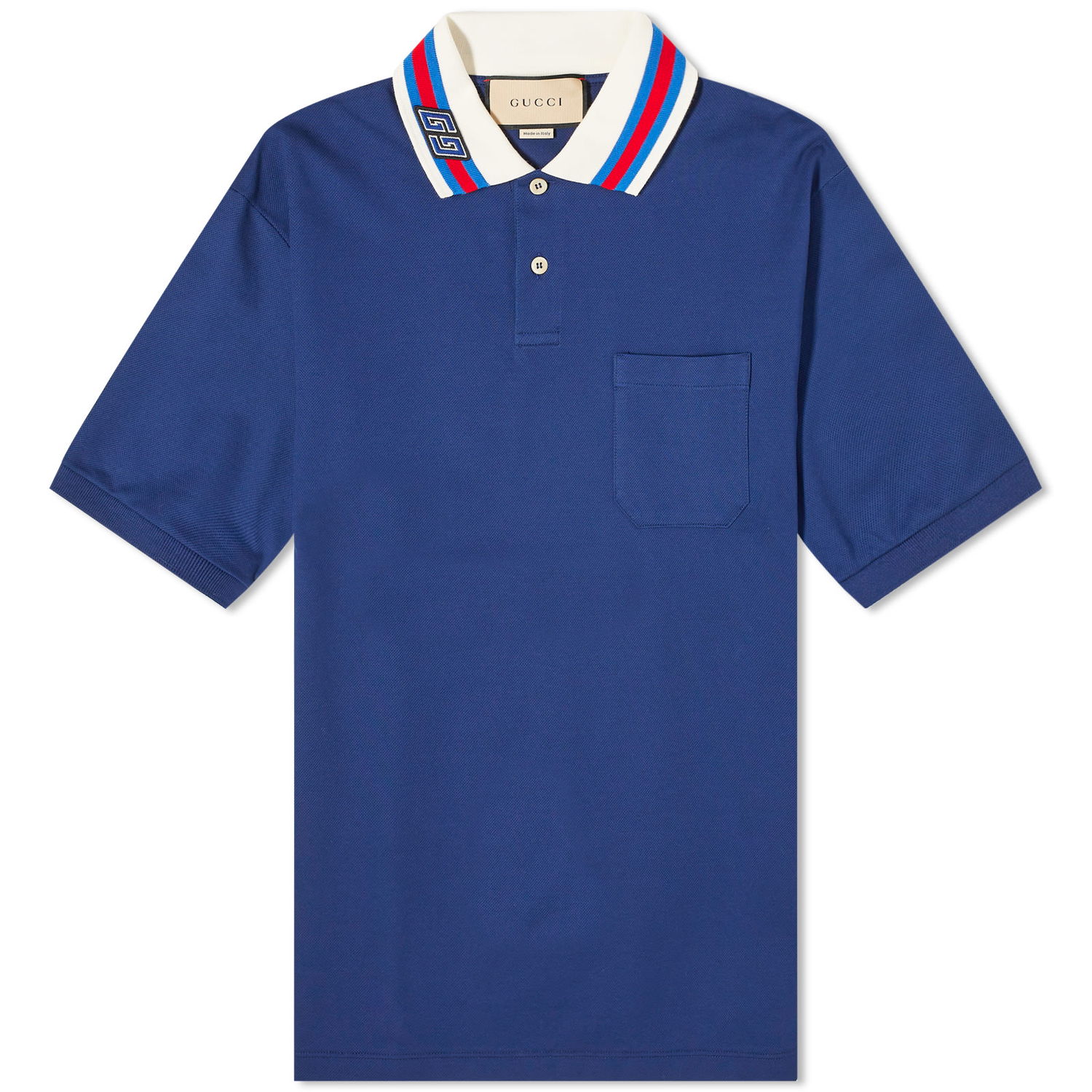 Поло тениска Gucci Collar Logo Polo Shirt Синьо | 768630-XJF45-4030, 0