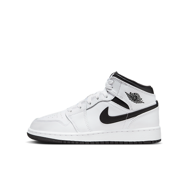 Кецове и обувки Jordan Air Jordan 1 Mid "White Black" GS Бяло | DQ8423-132, 0