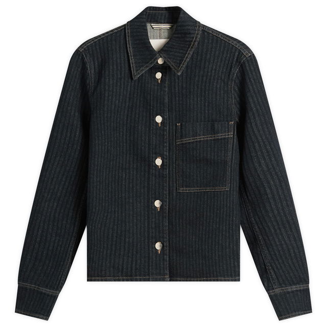 Striped Denim Jacket, Size Large